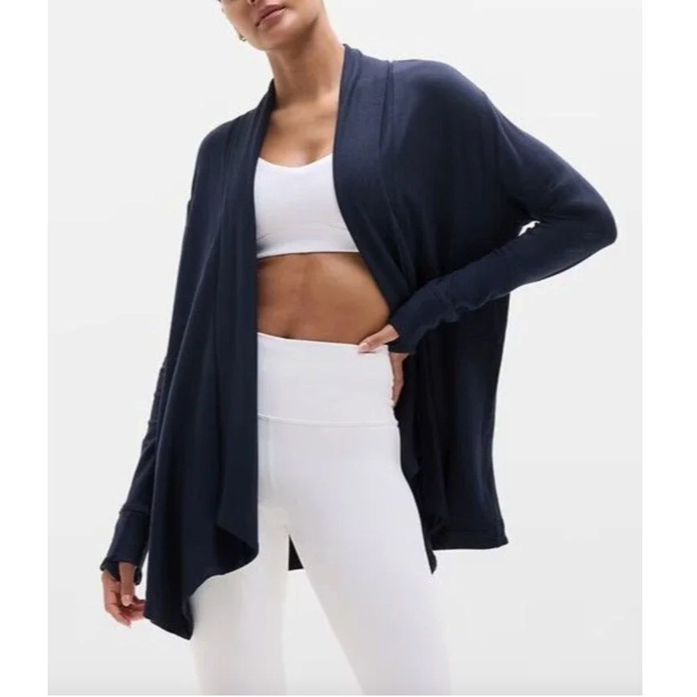 ATHLETA Pranayama Restore Rib Wrap Cardigan in Navy 882498-00